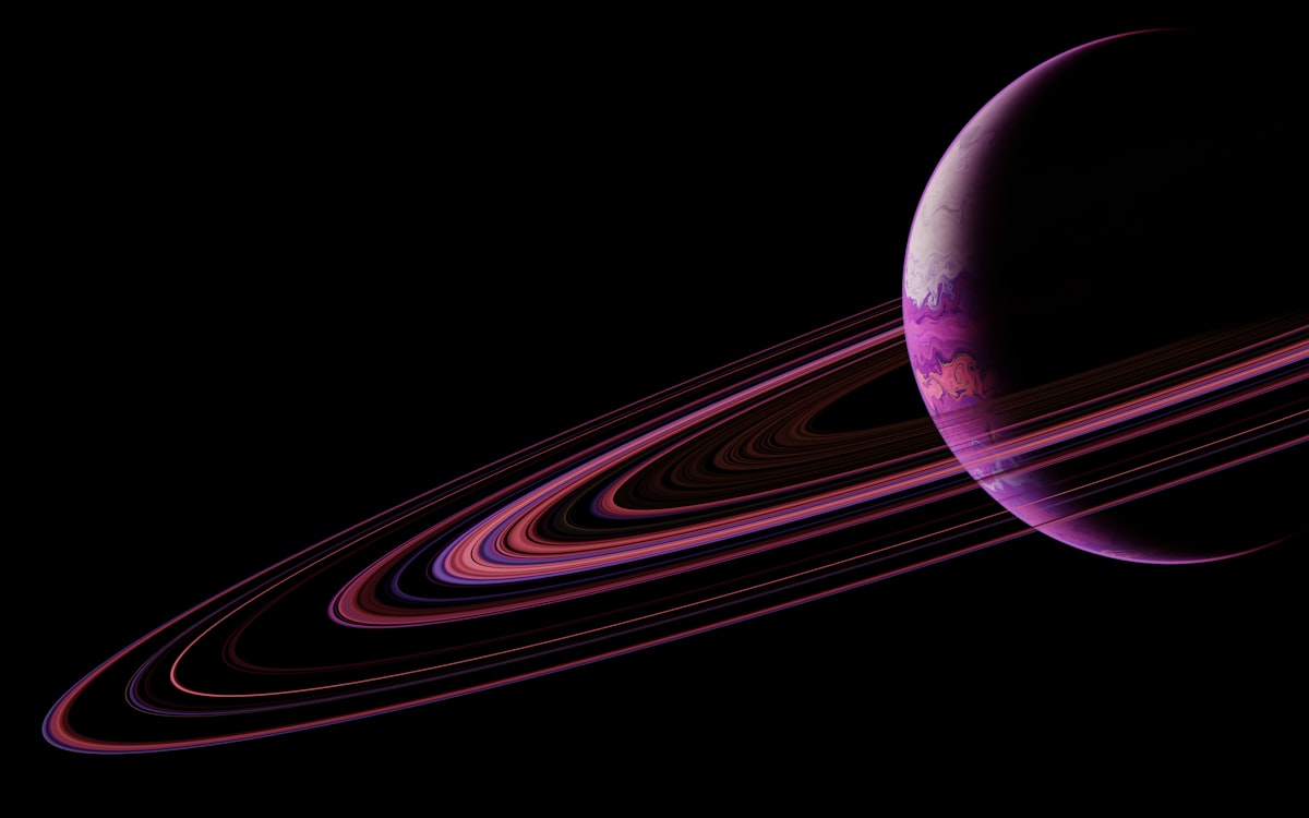 A stylized illustration of a ringed planet
